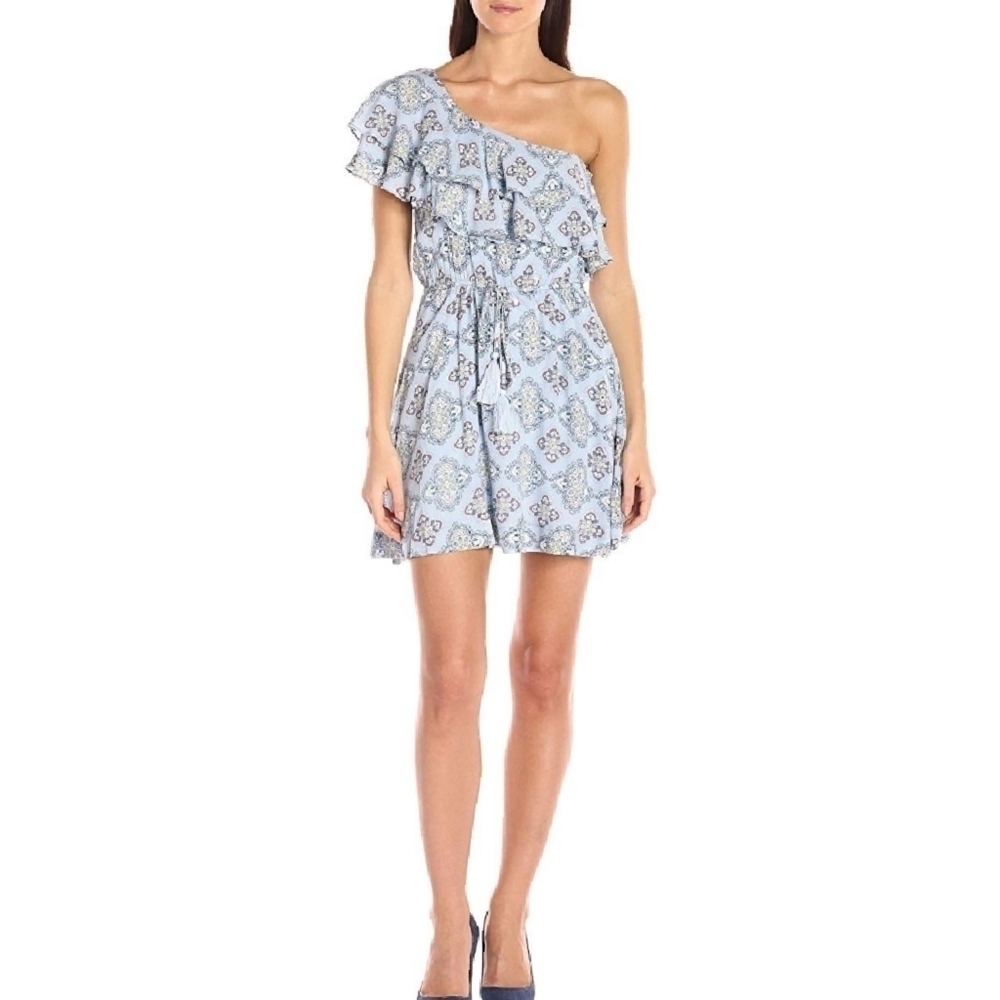 Moon River One-Shoulder Printed Boho Dress